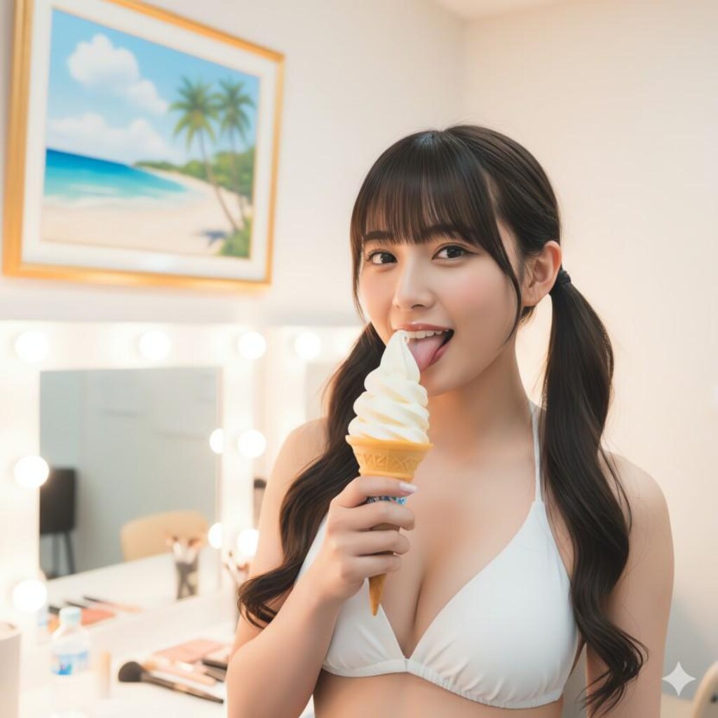 ある大学のミスコンテスト03：控室でソフトクリーム