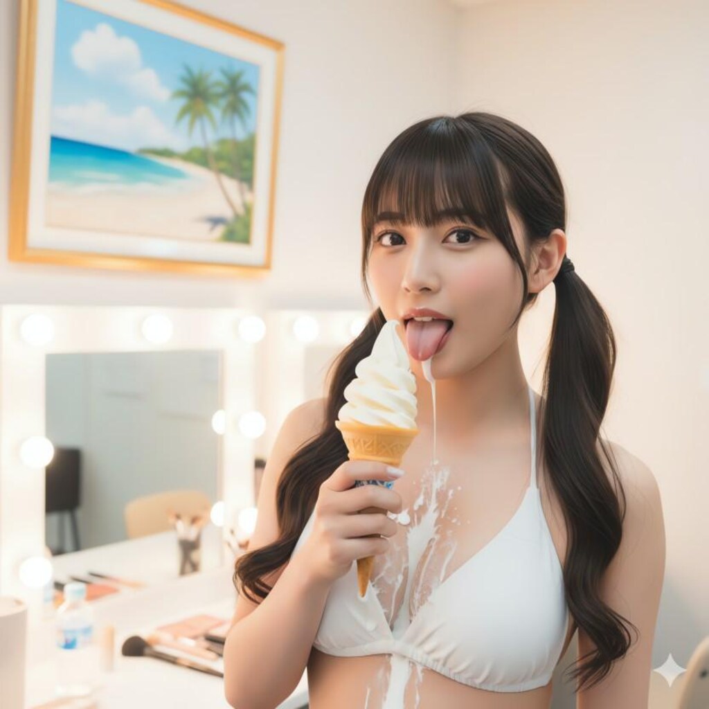 ある大学のミスコンテスト03：控室でソフトクリーム