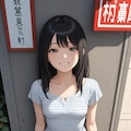 お店の壁を背景に 2枚目