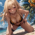 海とムチムチ黒ギャル 2枚目