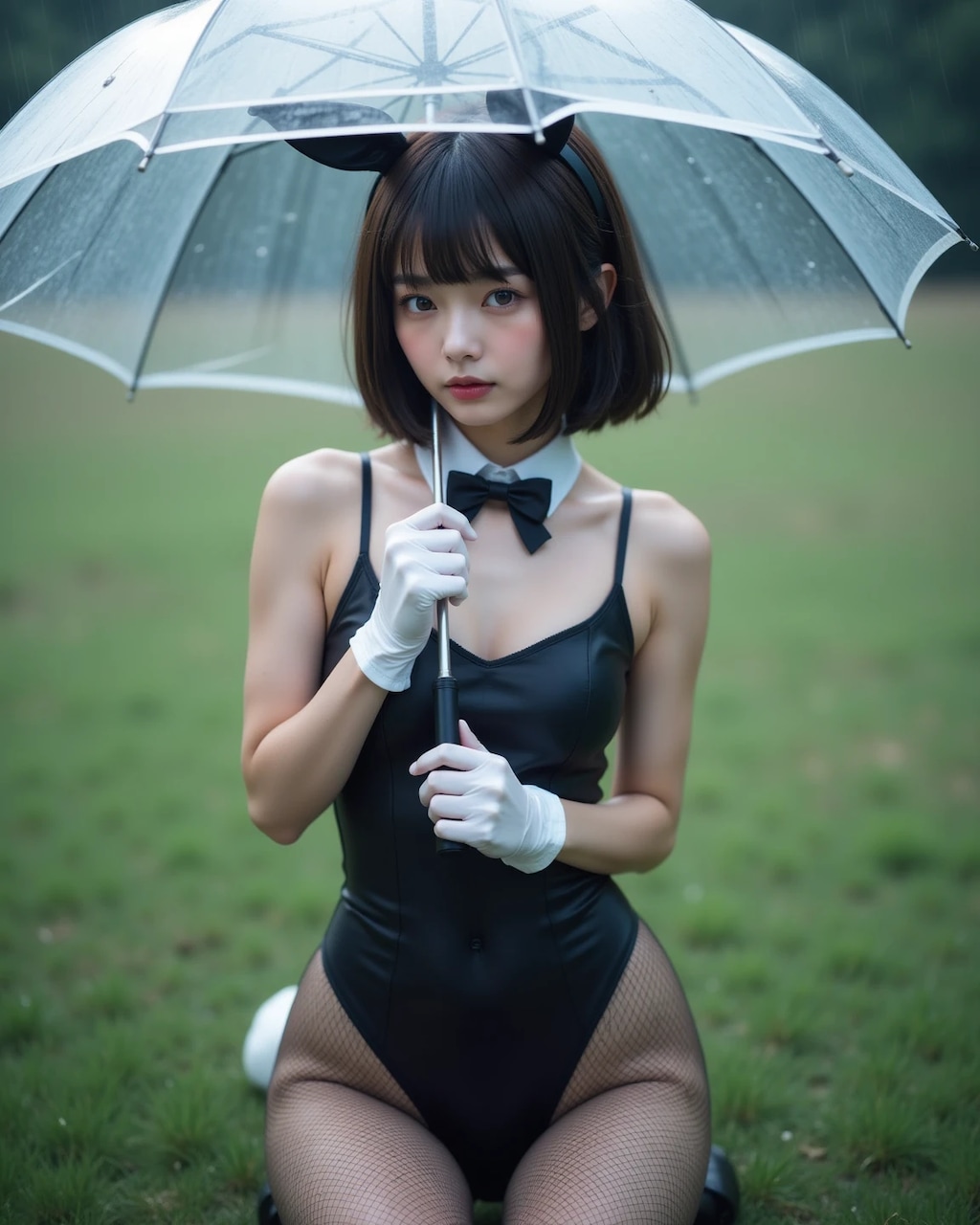 物思いにふけるバニーガール