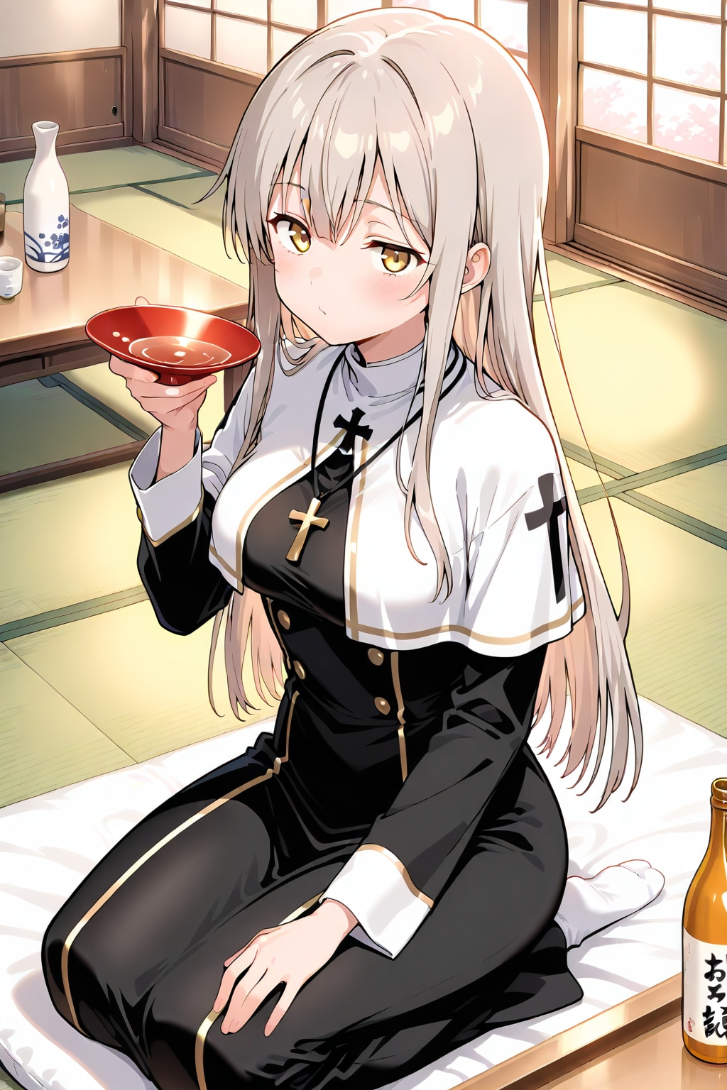 日本酒を堪能するジルリィさん