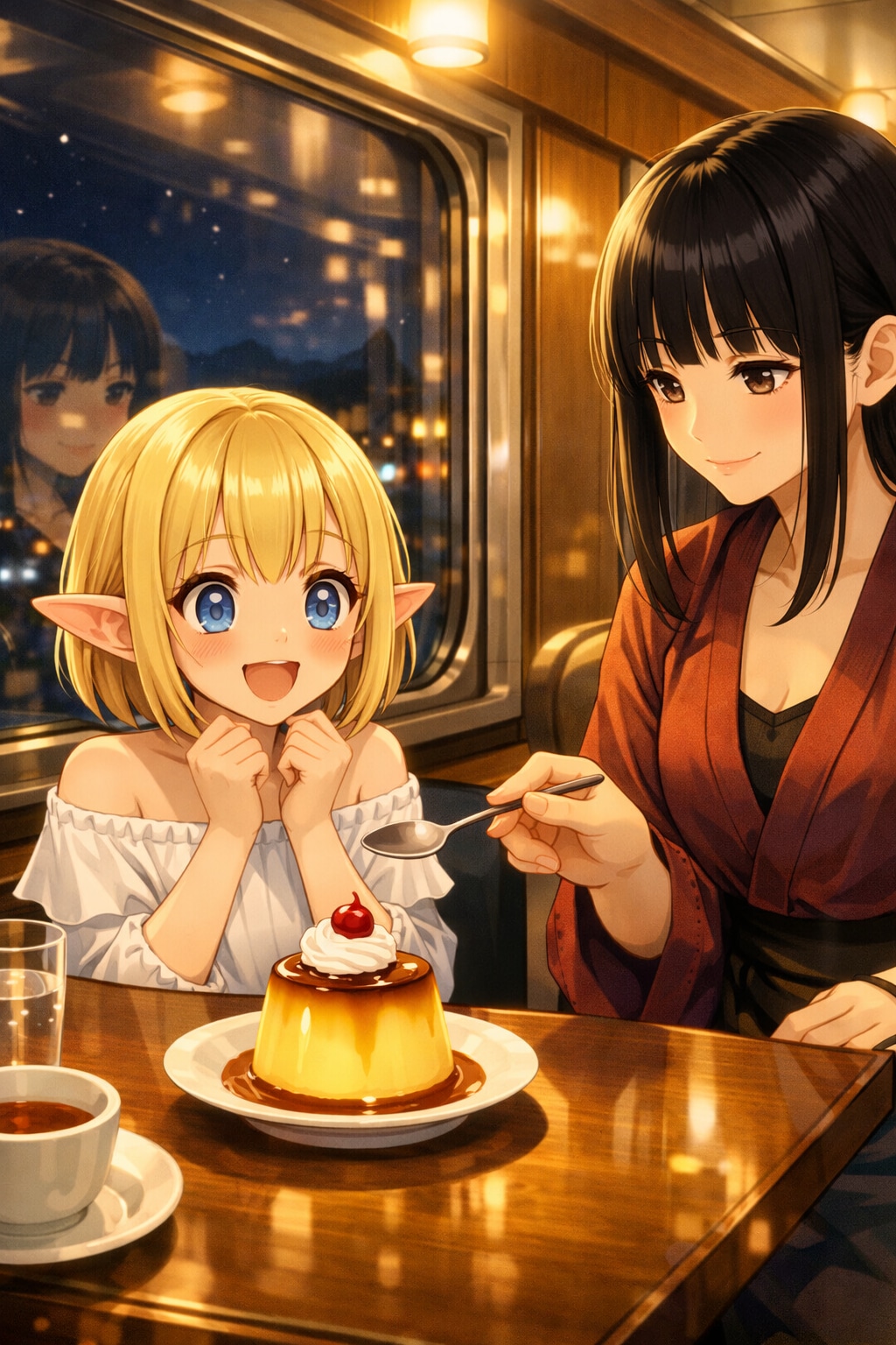 食堂車でプリン。（食堂車の日&プリンの日）