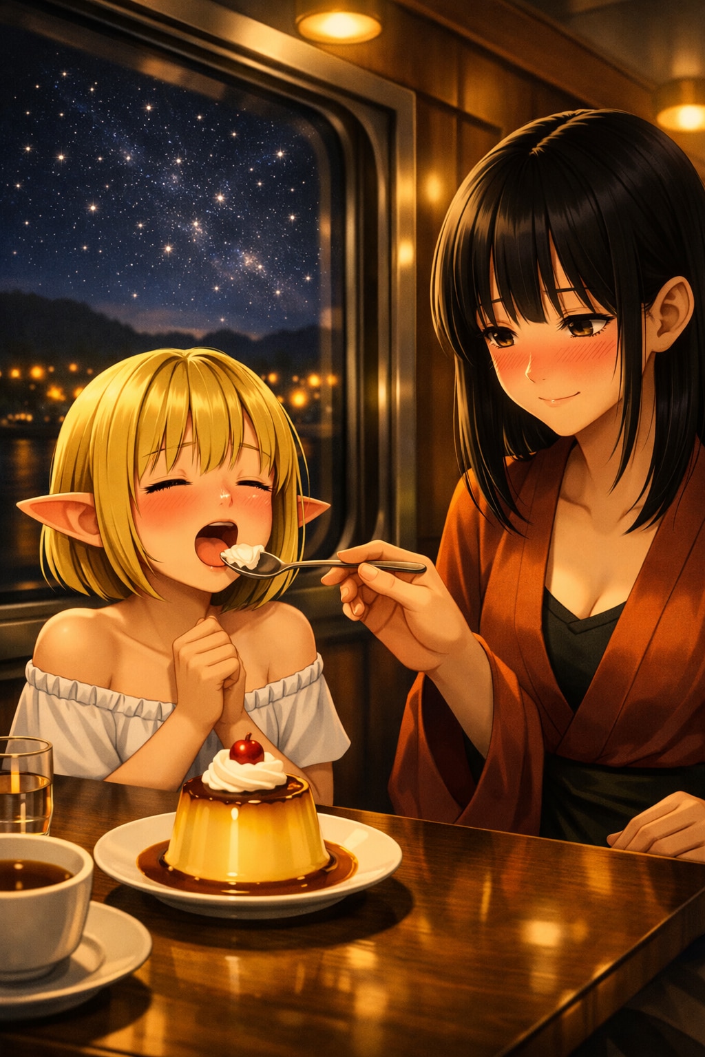 食堂車でプリン。（食堂車の日&プリンの日）
