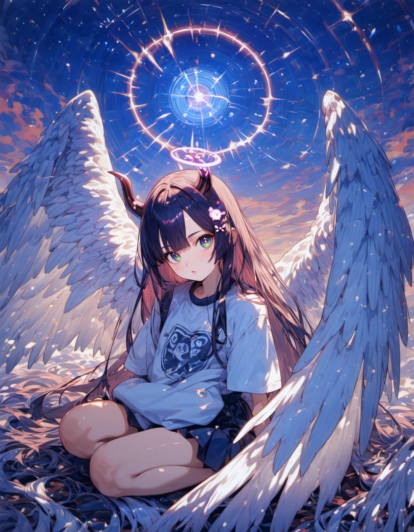 Fallen Angel Under the Cosmic Halo | の人気AIイラスト・グラビア