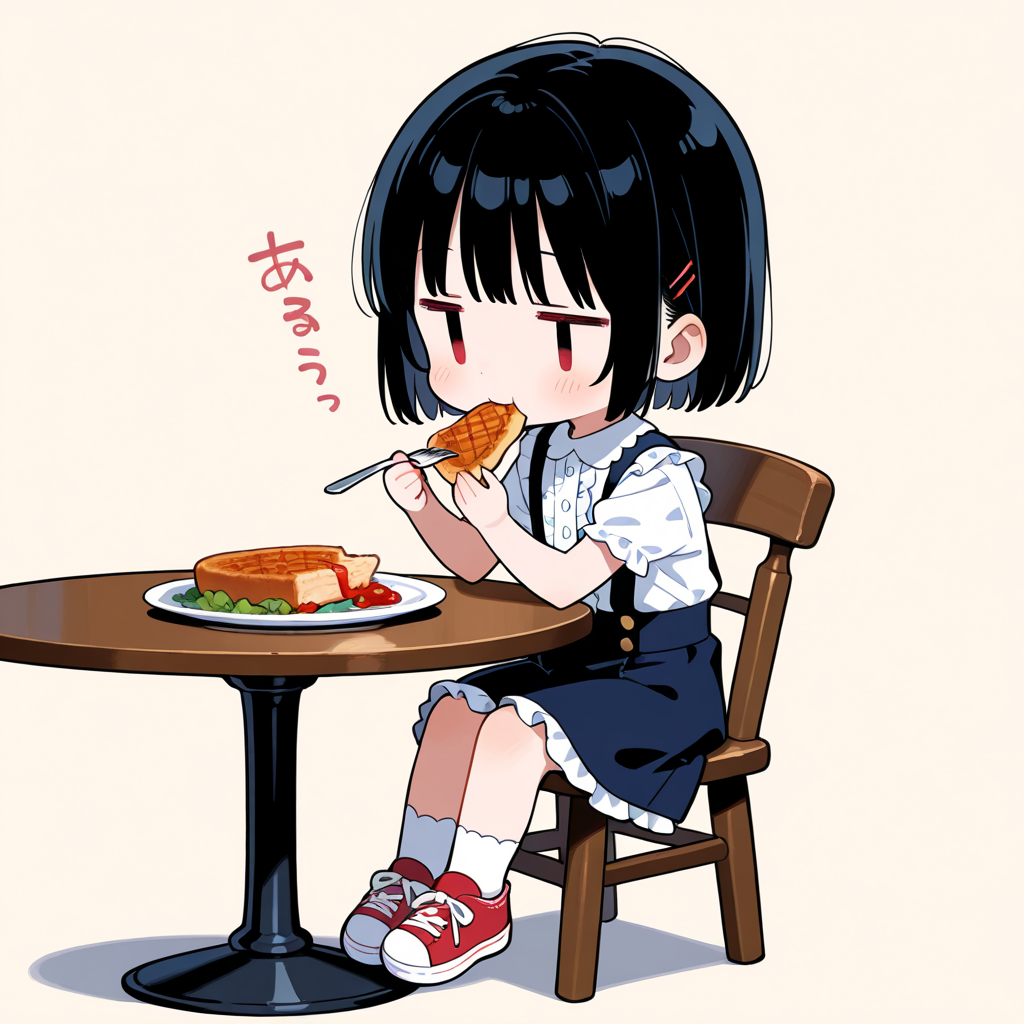 ポークステーキを食べる