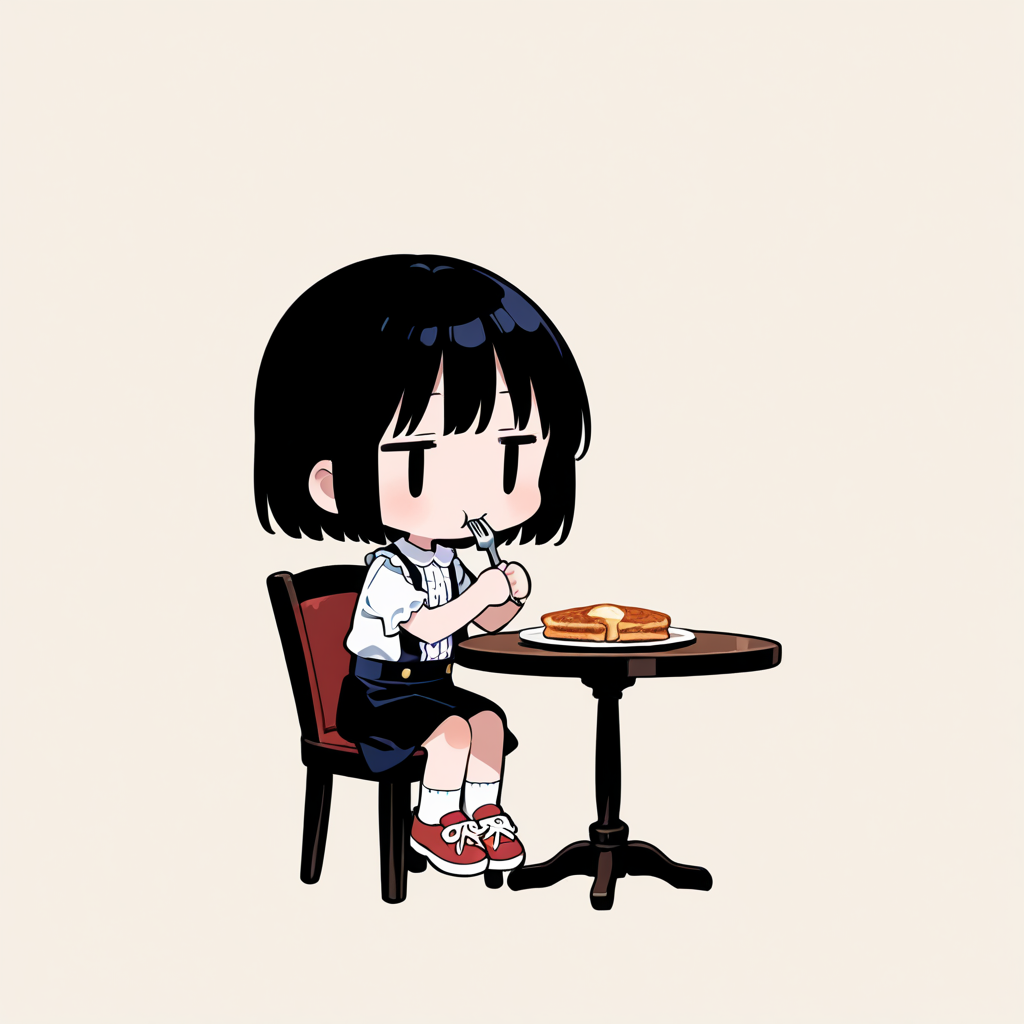 ポークステーキを食べる