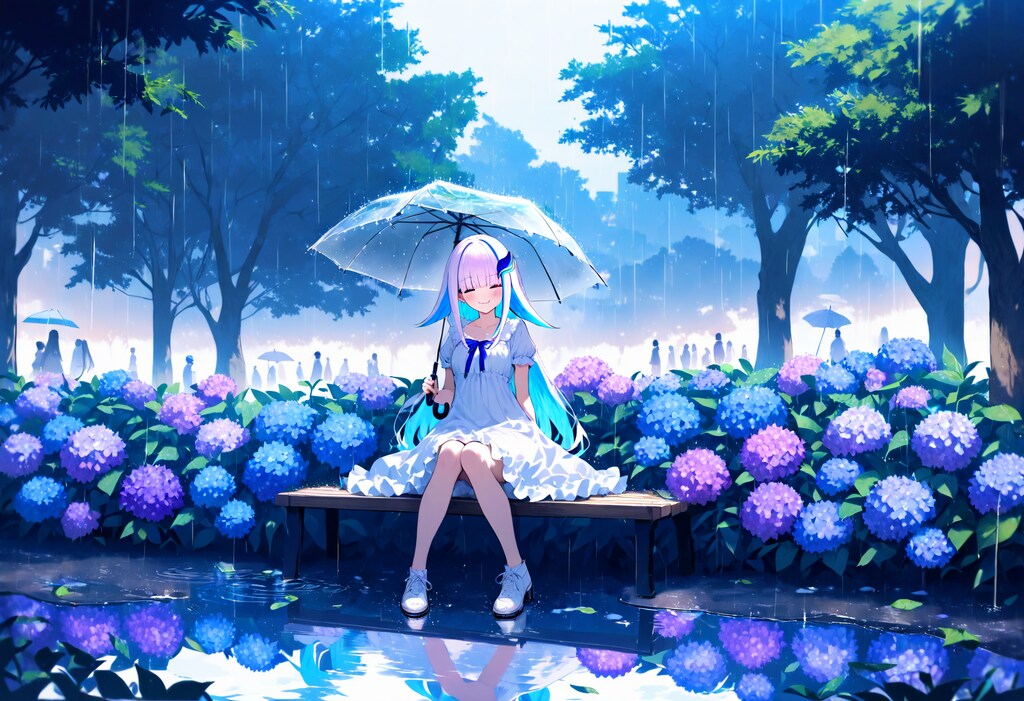 雨と傘とアジサイ - リゼ・ヘルエスタ / にじさんじ