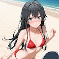 おしっこお漏らしチャレンジ【雪ノ〇雪乃】(ビキニ水着) 2枚目
