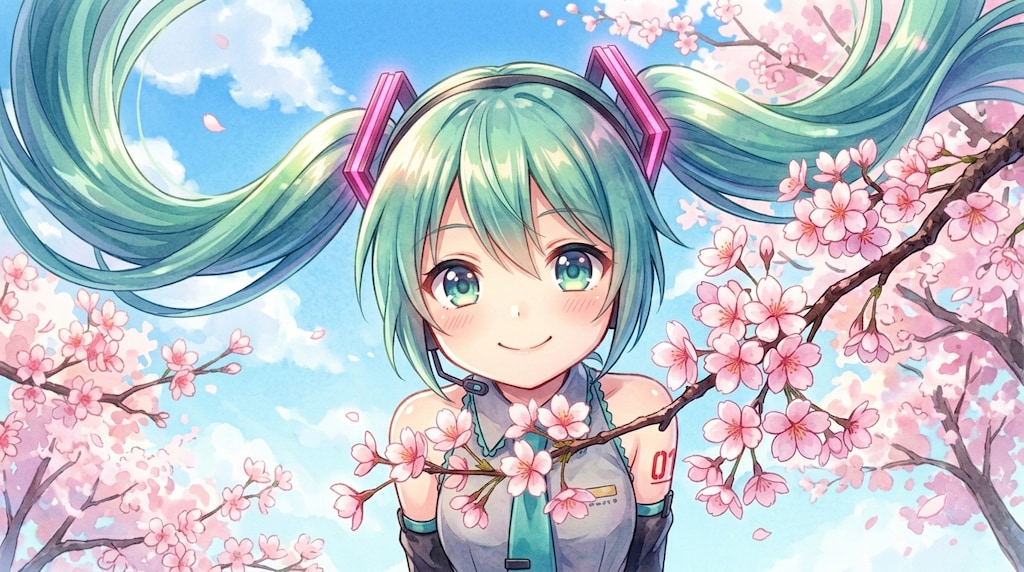 みどツイさん。桜。3月9日 #ミクの日