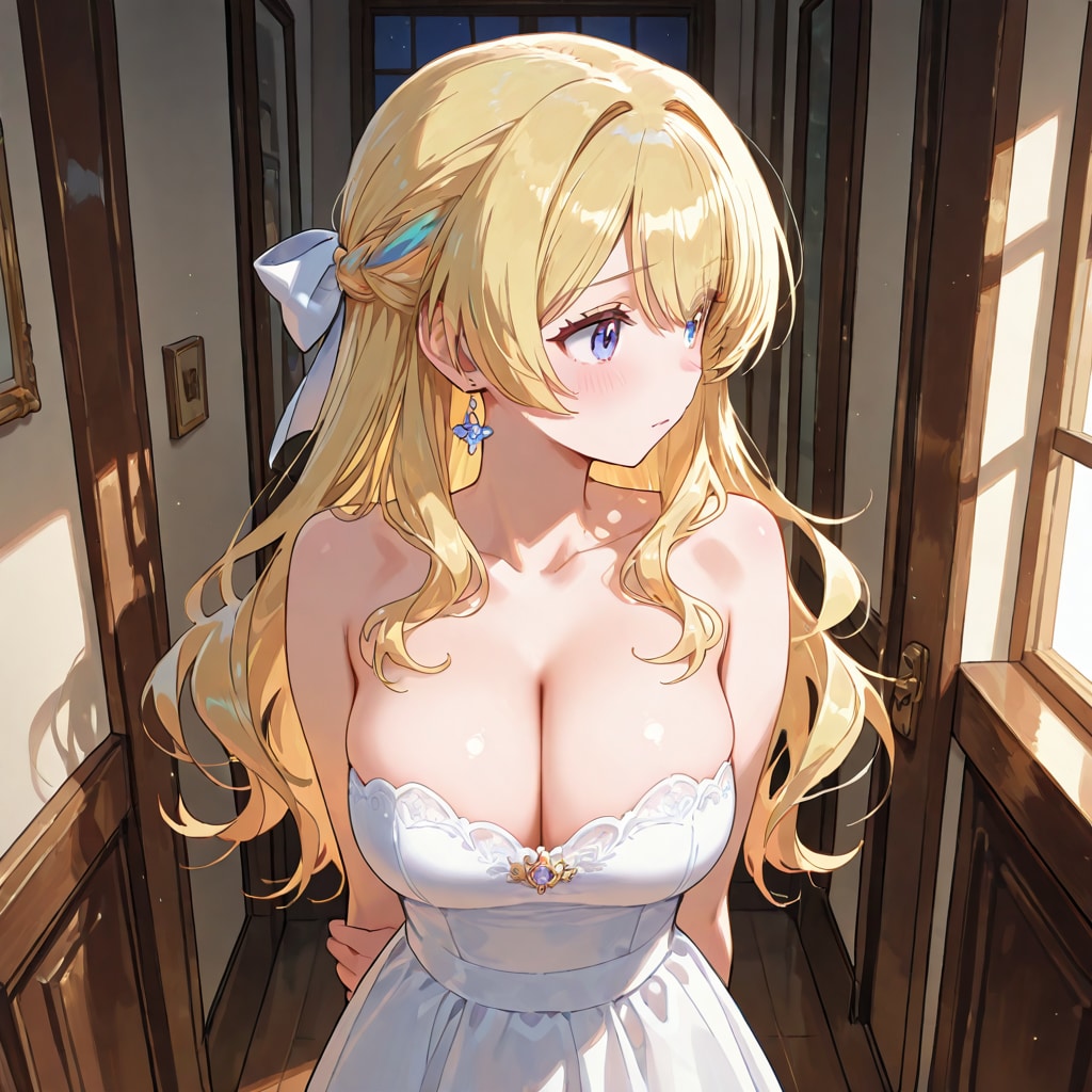 お城のお姫様。今日は意中の相手が訪ねに来るのですが、約束の時間まで未だあるんですが、今か今かと待っています。