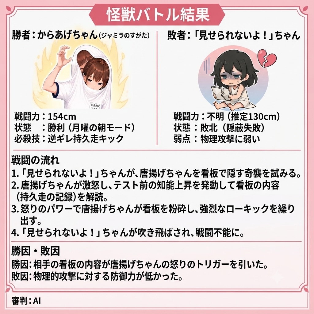 見せ子 vs からあげちゃん(闇バトル)