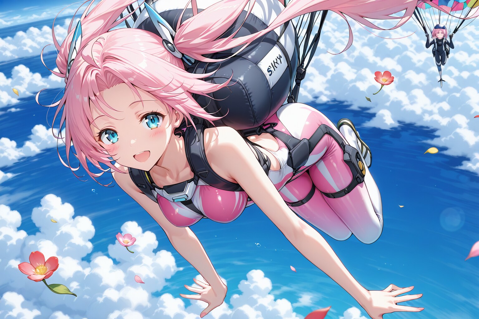 雲のプールで飛び跳ねる日