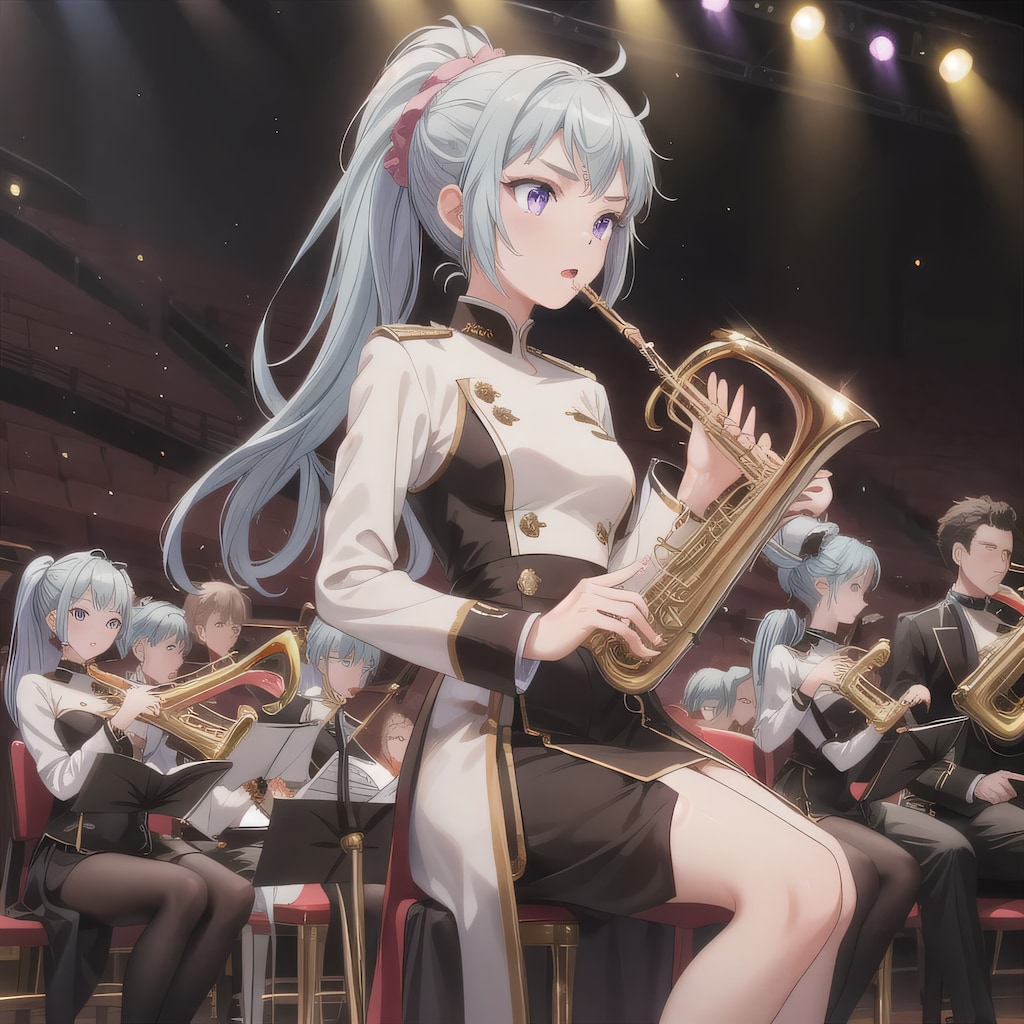 青髪ポニテでブラスバンドの少女