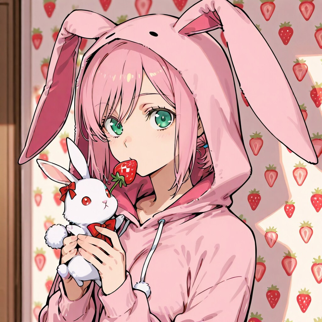 いちごとうさぎのぬいぐるみとエステル
