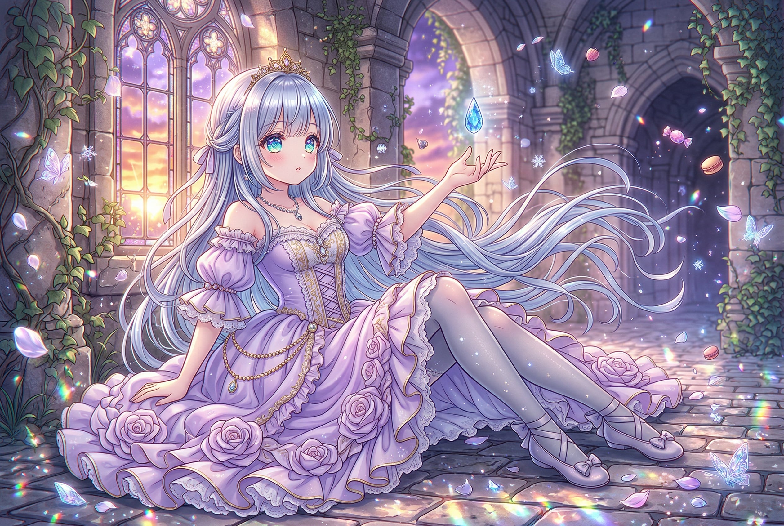 硝子の城に落ちる薄明の涙 | の人気AIイラスト・グラビア