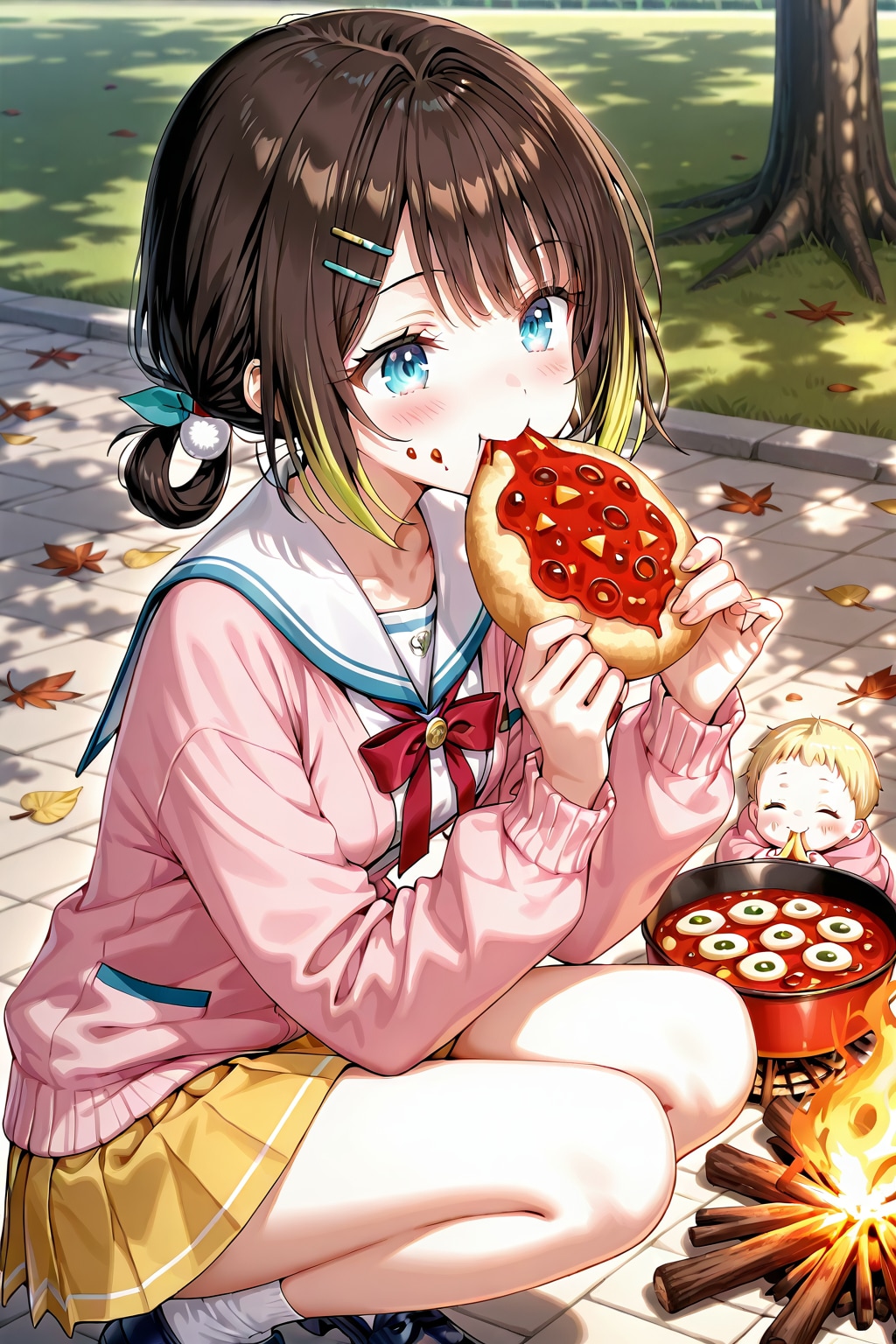 小鈴ちゃんは焼き芋を頬張る