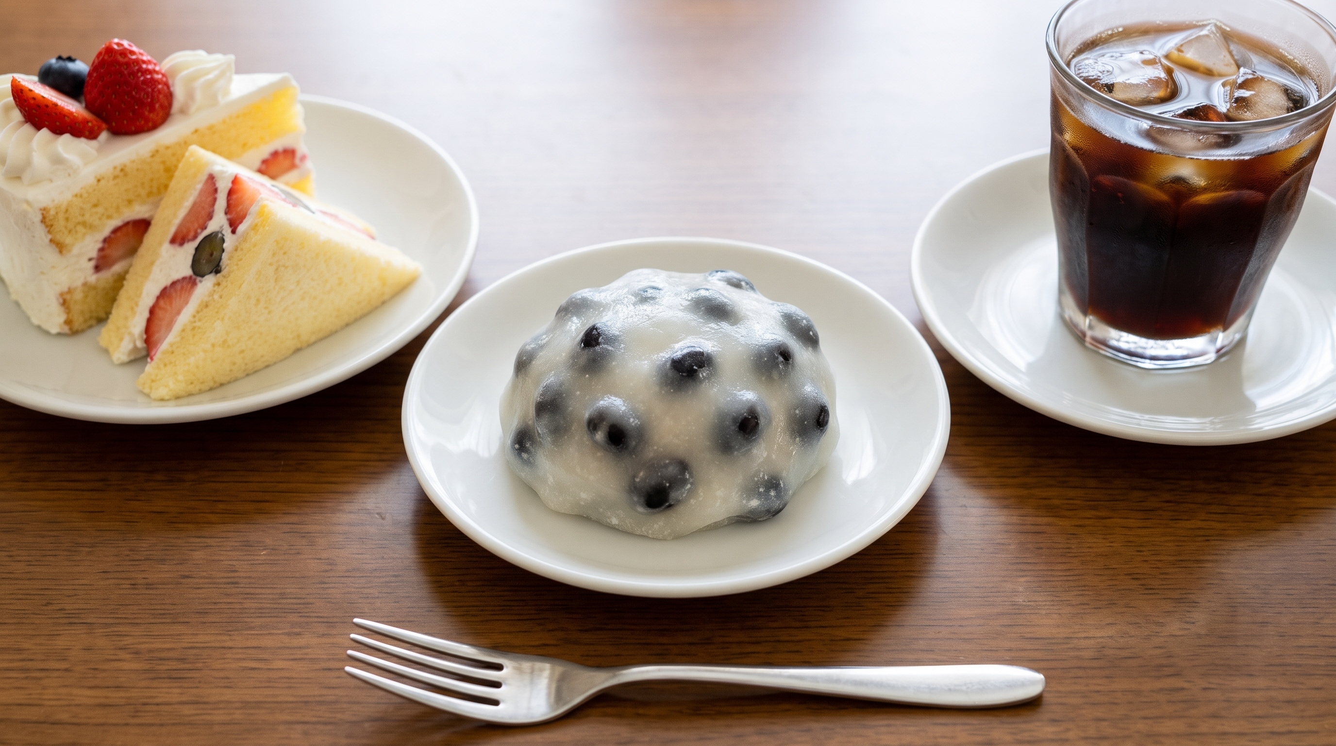黒豆餅と生クリーム苺ショートケーキのセット | の人気AIイラスト・グラビア