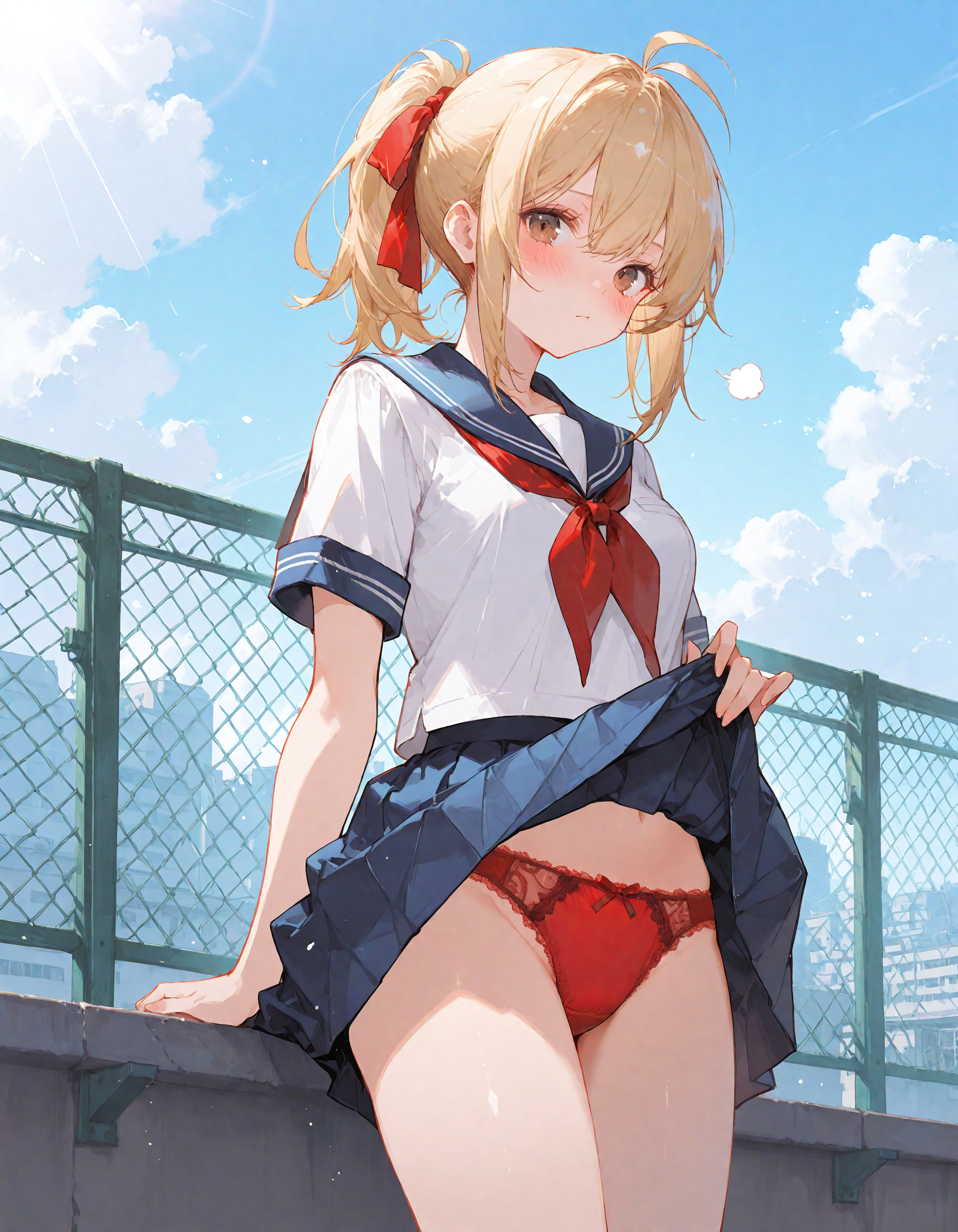 パンツを見せてくれる金ポニテちゃん