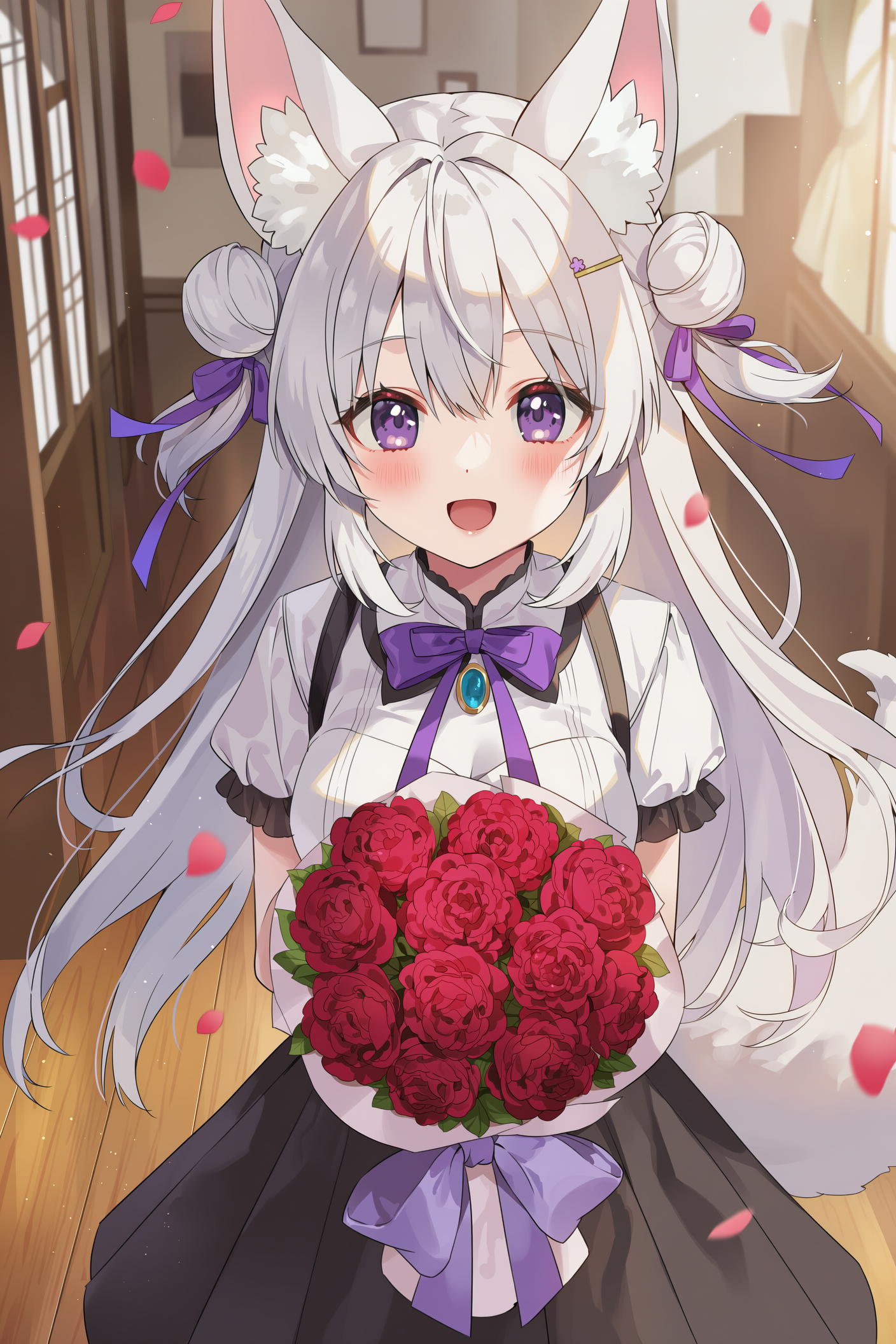 花束を持つケモミミさん | の人気AIイラスト・グラビア