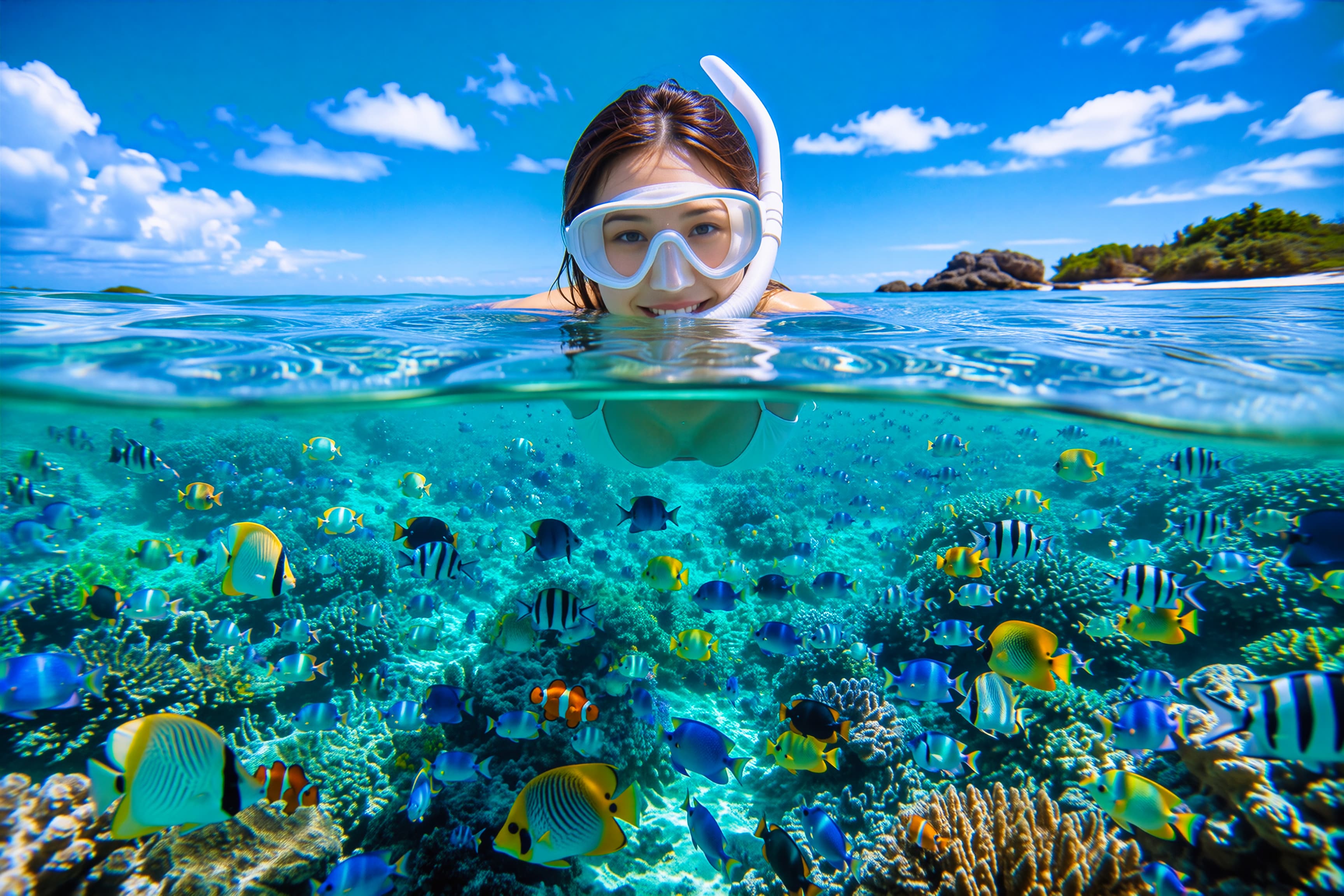 南の海でシュノーケリング