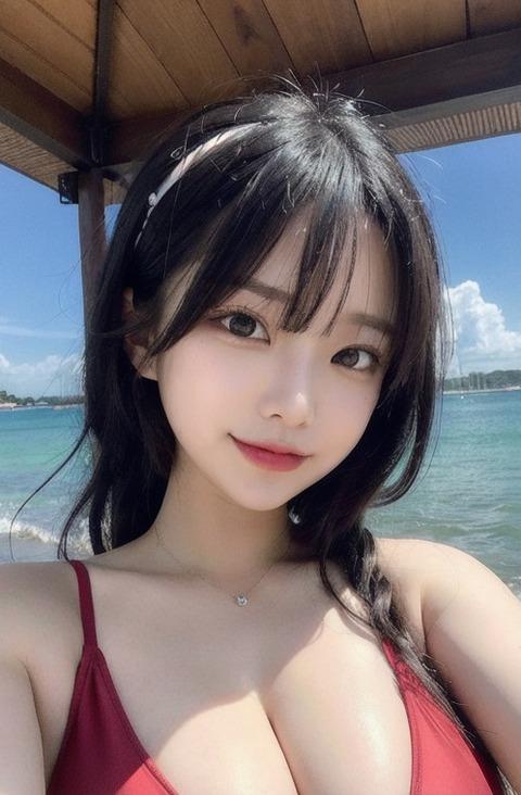 赤ビキニ美少女