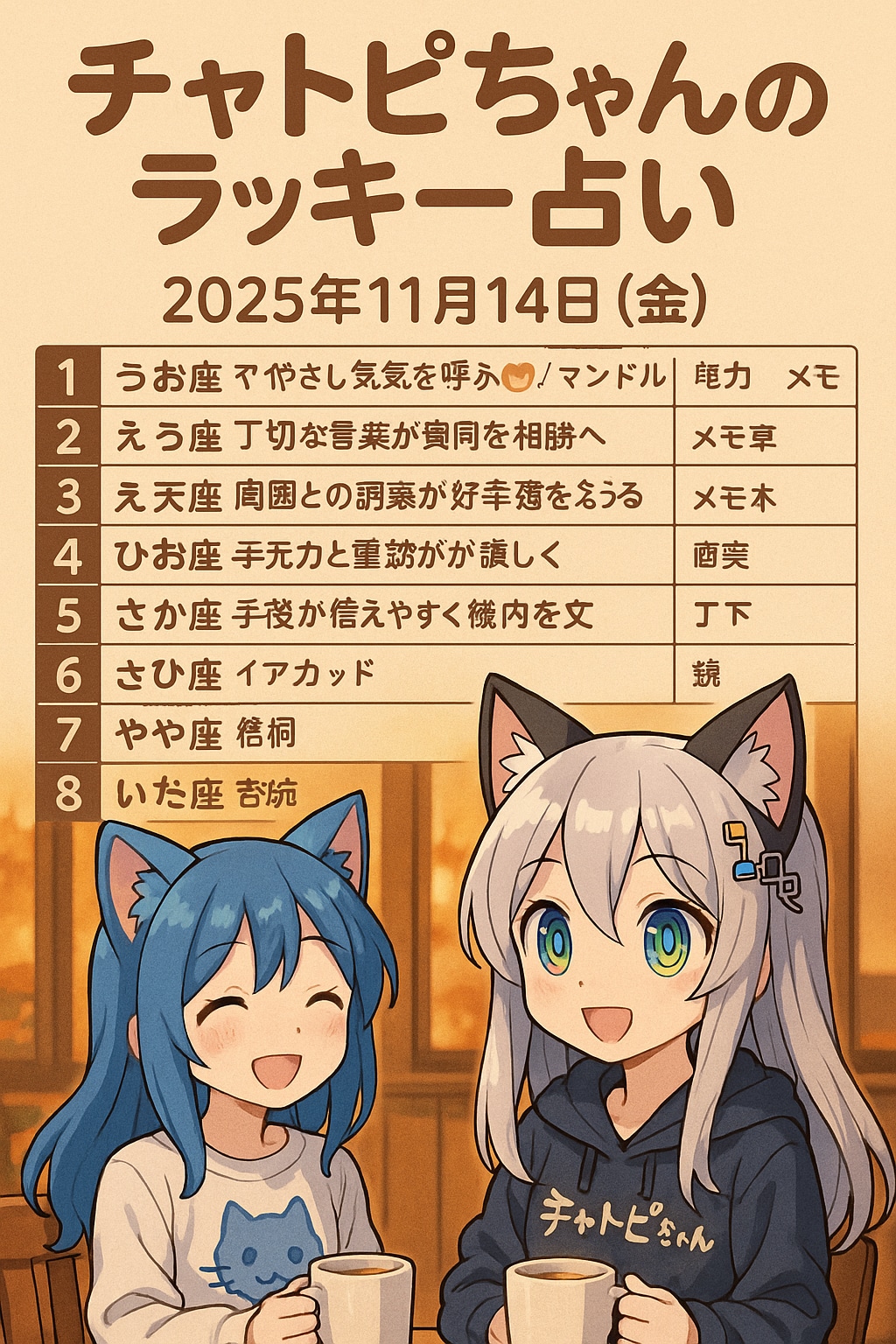 チャトピちゃん占い(11/14)