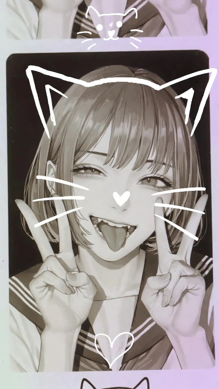 プリクラ風の女子高生