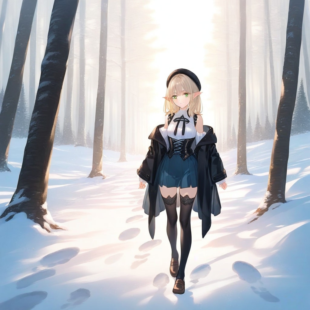 静かな雪原の散歩 | の人気AIイラスト・グラビア