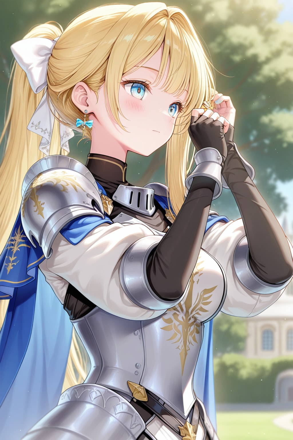 前髪いじる青の騎士