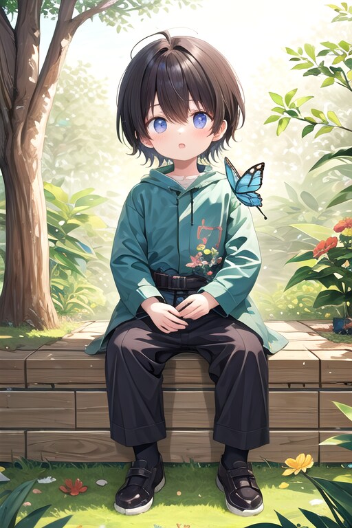 child boy with butterfly | の人気AIイラスト・グラビア