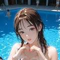 指ハートしてくれるビキニギャル女子高生 12枚目