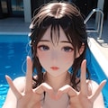 指ハートしてくれるビキニギャル女子高生 4枚目