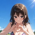 指ハートしてくれるビキニギャル女子高生 5枚目