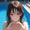 指ハートしてくれるビキニギャル女子高生 11枚目