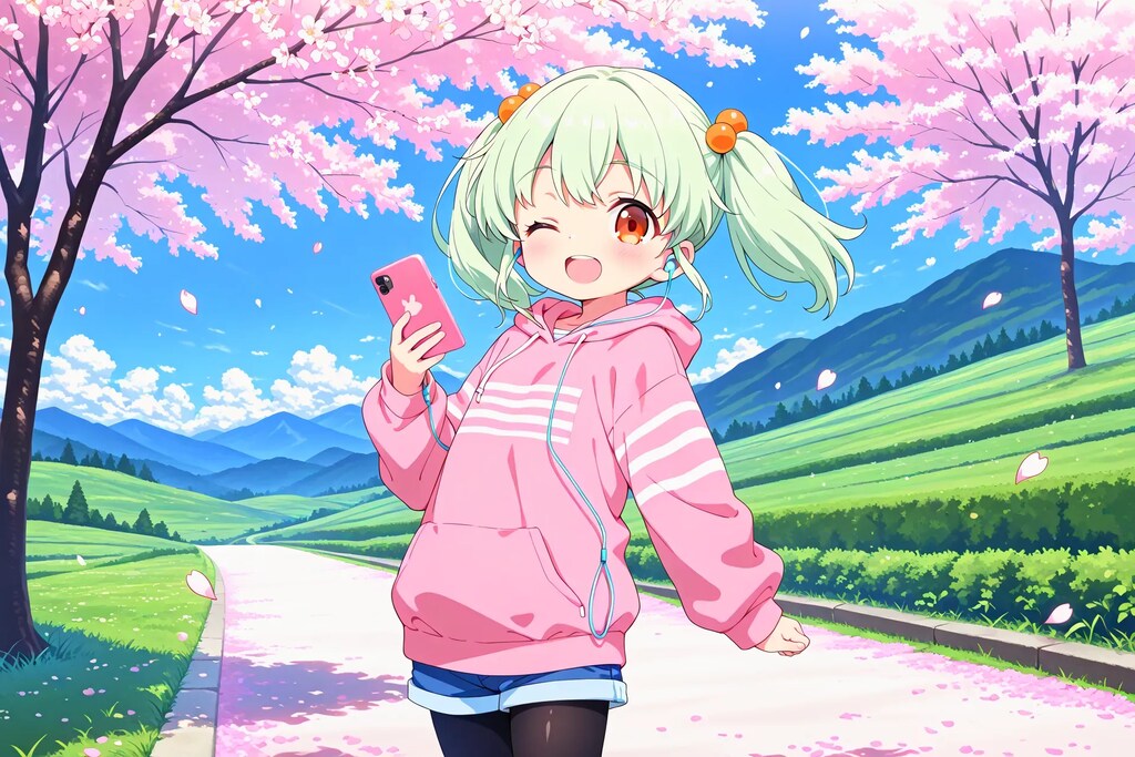 春色コーデな「スマホ」