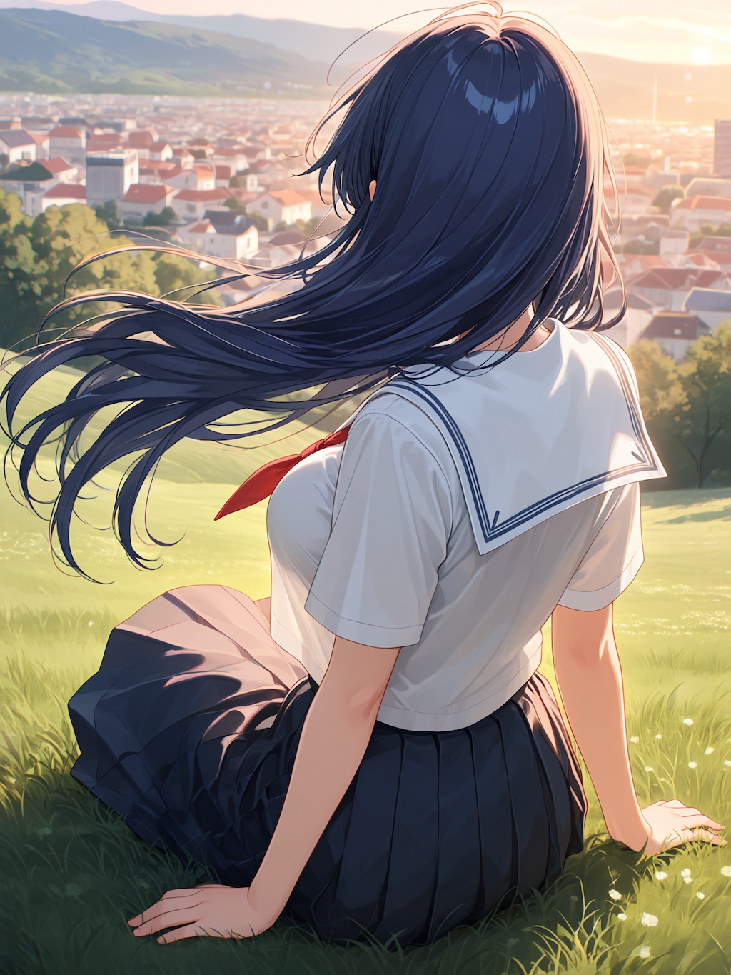 放課後、空の茜に染まる。