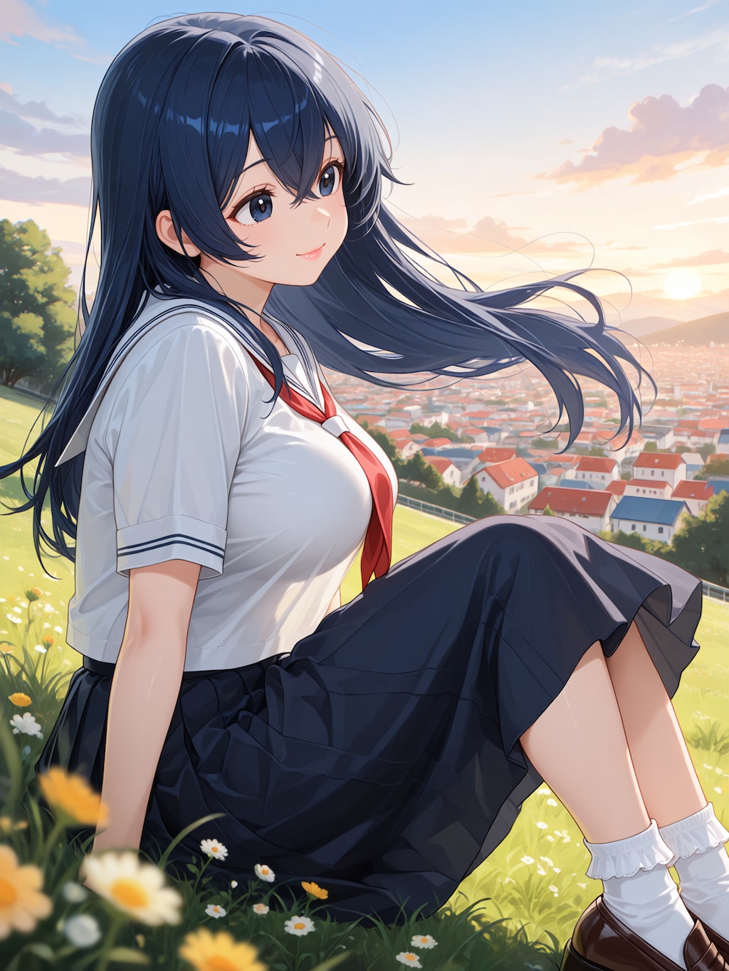 放課後、空の茜に染まる。