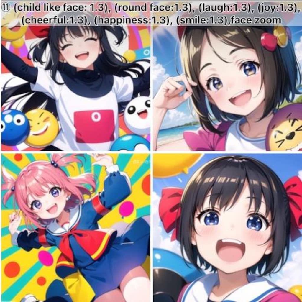 笑顔系プロンプト検証