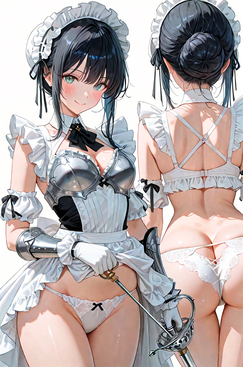 袖無しアーマーメイドのセクシーな腰つき