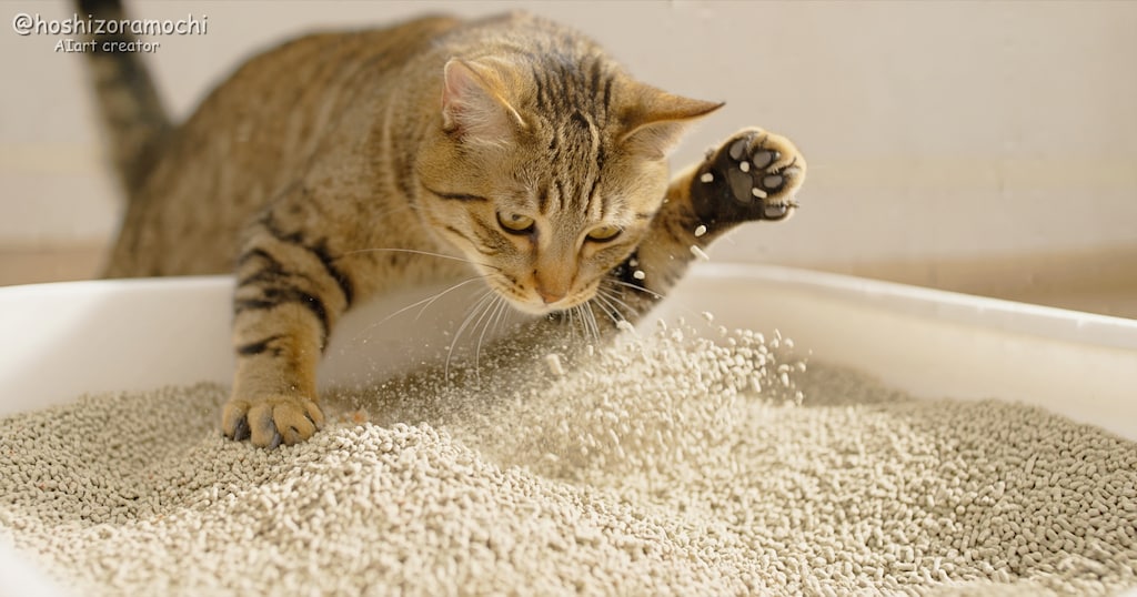 すごい砂飛び！本気の砂かけ猫✨