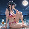 メタリックビキニの菜々さんと海 3枚目
