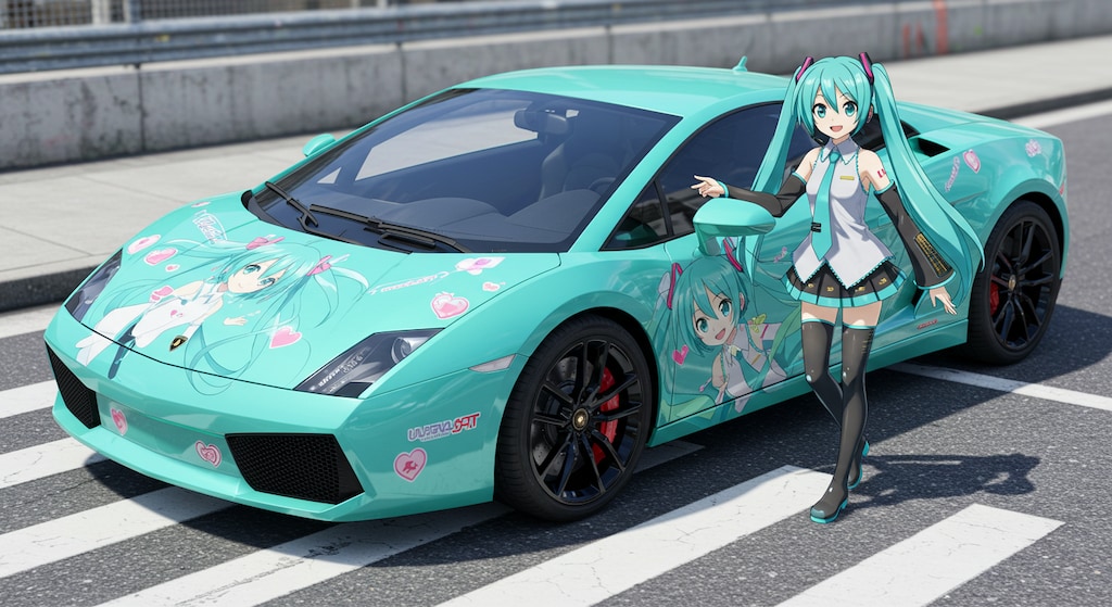 初音ミクとランボルギーニガヤルド