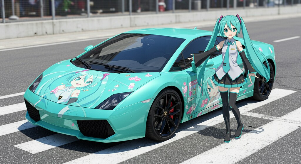 初音ミクとランボルギーニガヤルド