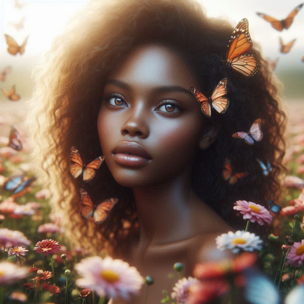 黒人さん、蝶々、花園 | の人気AIイラスト・グラビア