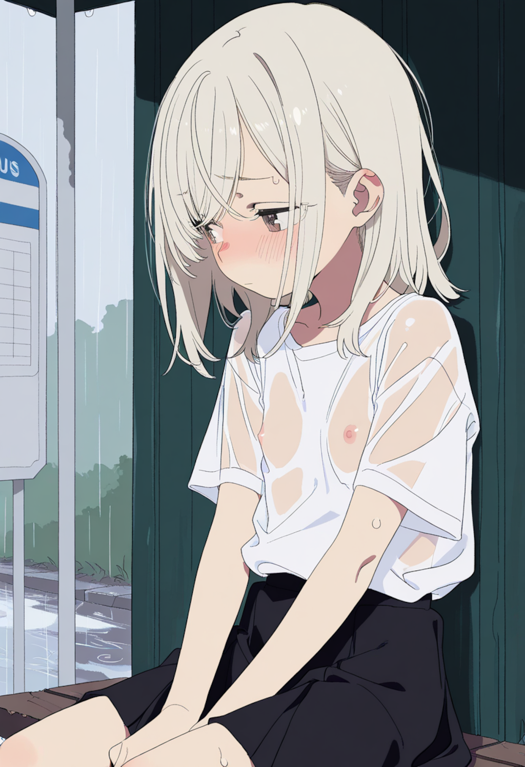 雨宿りする幸薄ちゃん