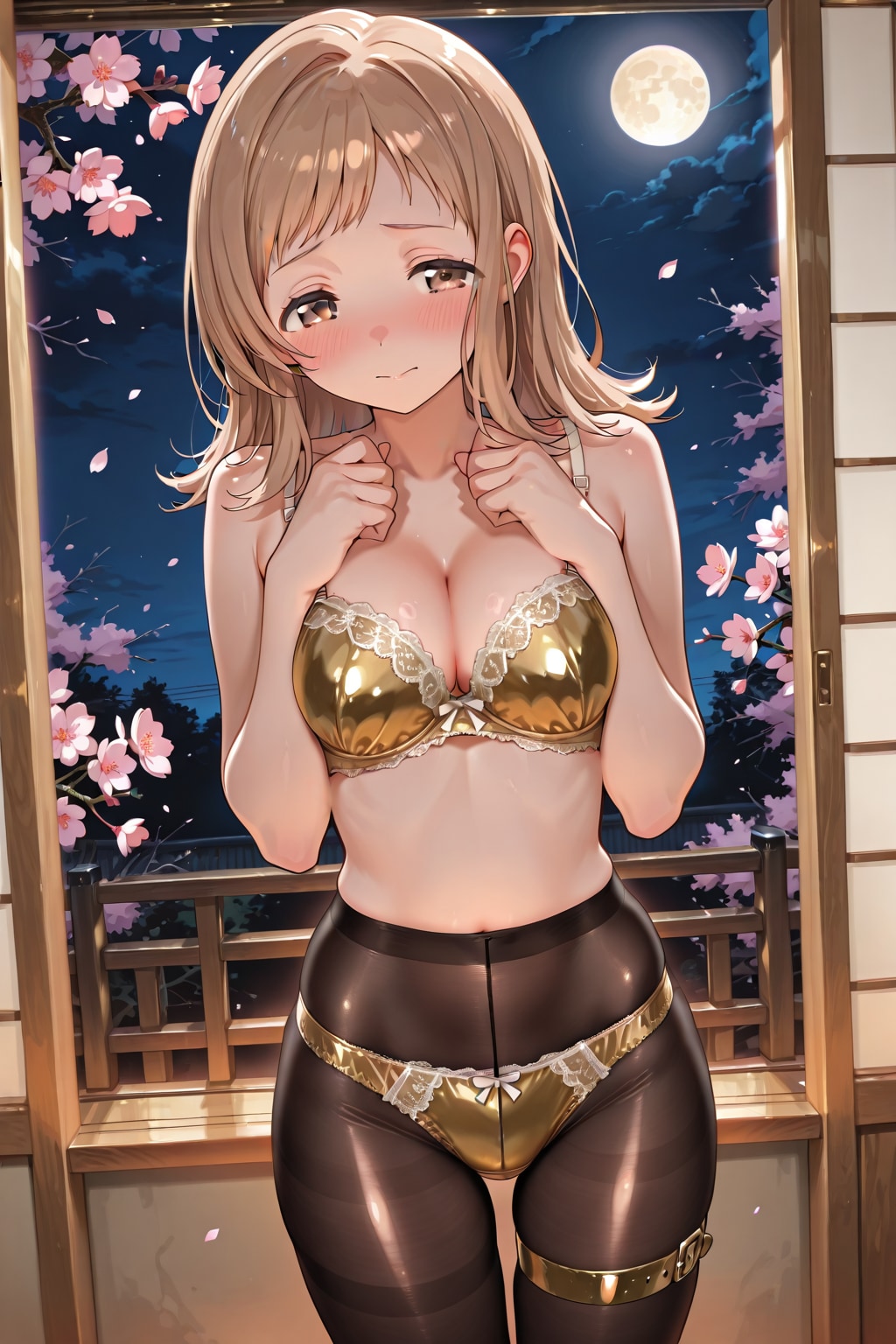 金色下着&パンストの真乃と夜桜(ちちぷい版)