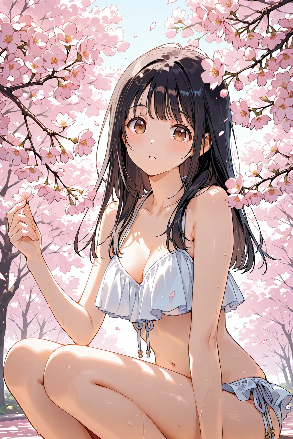 桜と水着のさくらちゃん