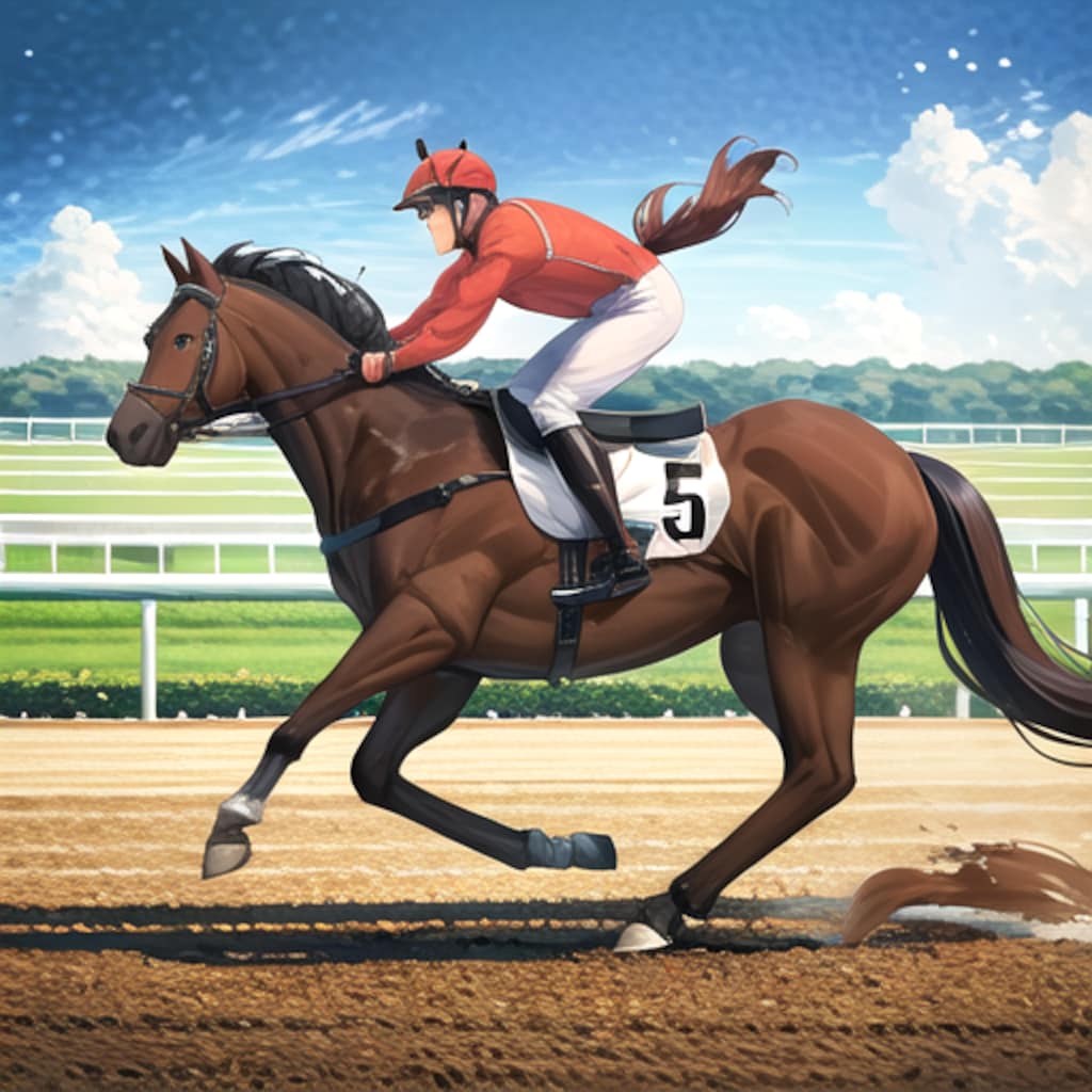 駆け抜けるサラブレッド