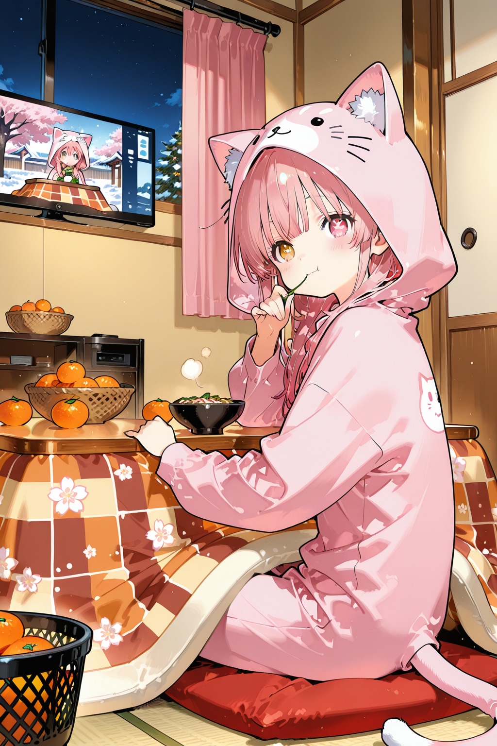 配信を観ながら年越しする守巫女ちゃん